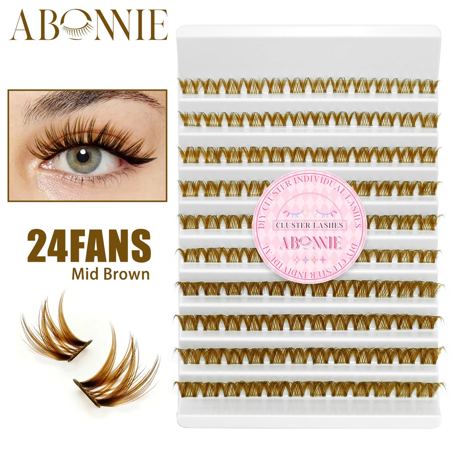 ABONNIE Dark Brown 40D 60D Diy Cluster Lashes Heat Bonded