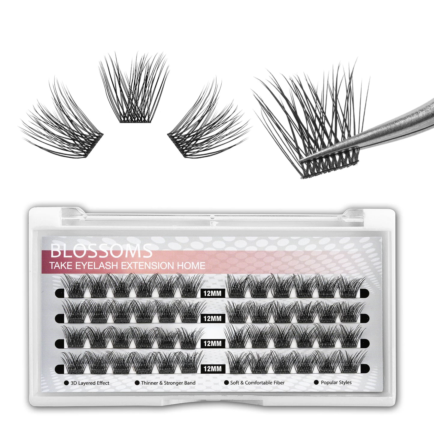 ETVITE DIY Cluster Lashes Fluffy Volume Eyelash Extension Natural Bundles Individual Lashes