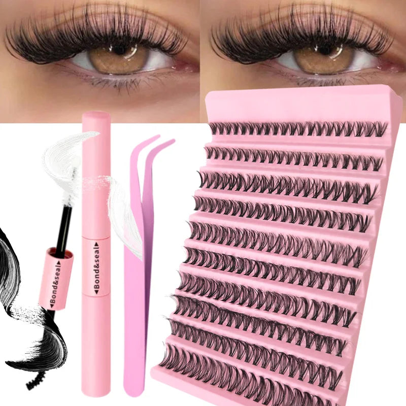 Eyelash Extension  Mix Lash Clusters with Lash Bond and Seal and Lash Accessories