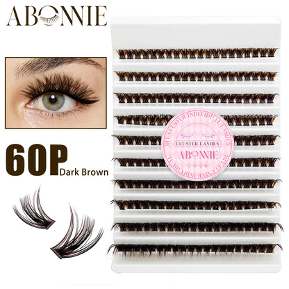 ABONNIE Dark Brown Diy Cluster Lashes 40D 60D D Curl Individual