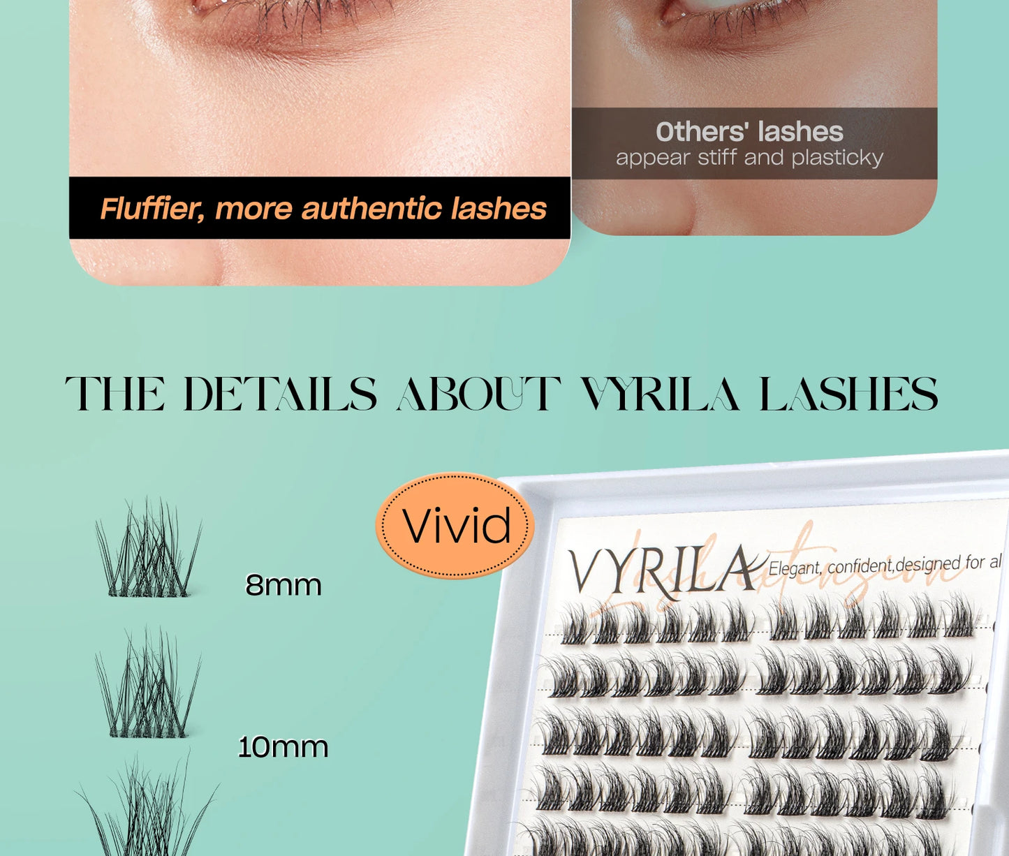 VYRILA 3D Wispy Individual Lashes Fluffy Natural 8-16mm D Curl