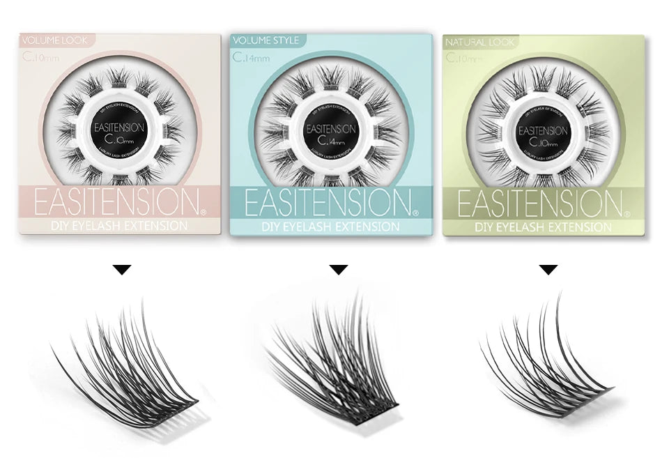 EASITENSION  9 Styles DIY Cluster Eyelash Extension Faux Mink  Natural Dovetail