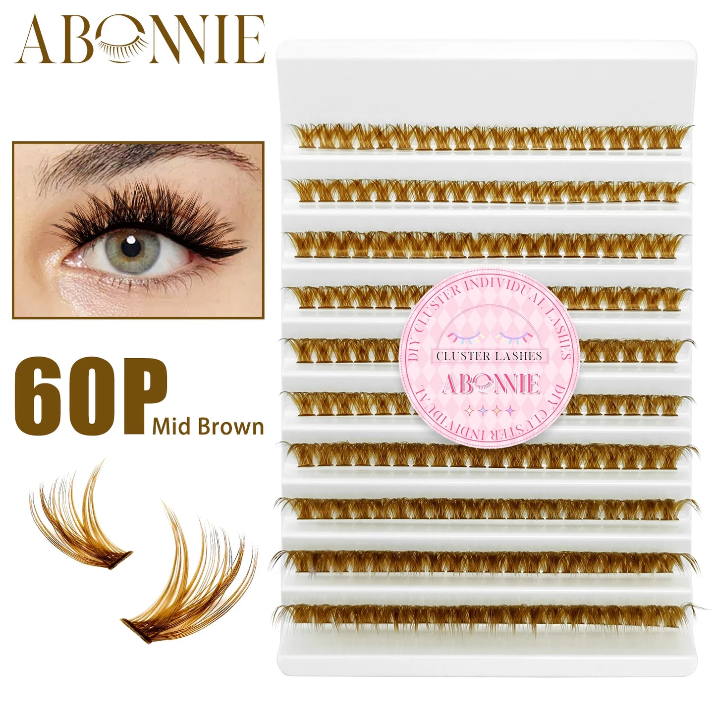 ABONNIE Dark Brown 40D 60D Diy Cluster Lashes Heat Bonded
