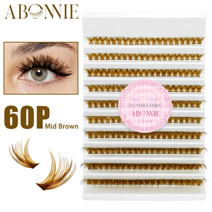 ABONNIE Dark Brown 40D 60D Diy Cluster Lashes Heat Bonded