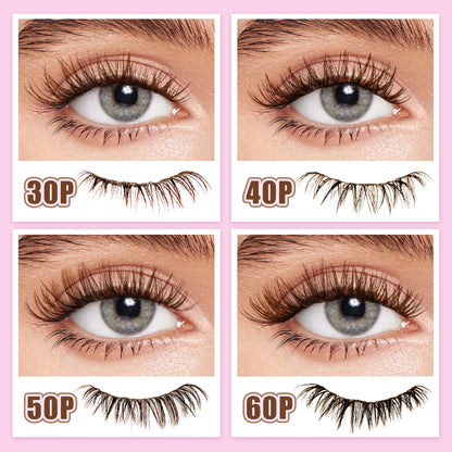 LAKANAKU Dark Brown Cluster Lashes 30D 50D 40D 60D D Curl Wispy Individual Lashes