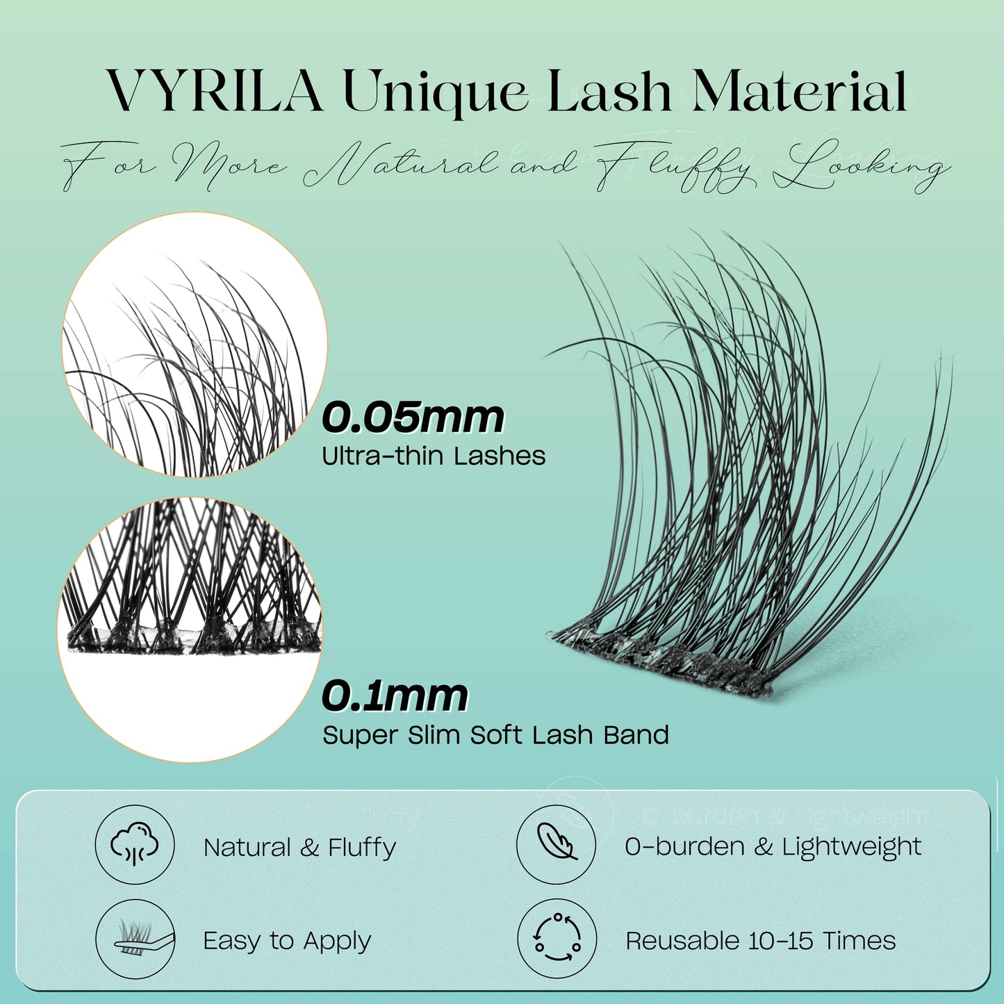 VYRILA 3D Wispy Individual Lashes Fluffy Natural 8-16mm D Curl