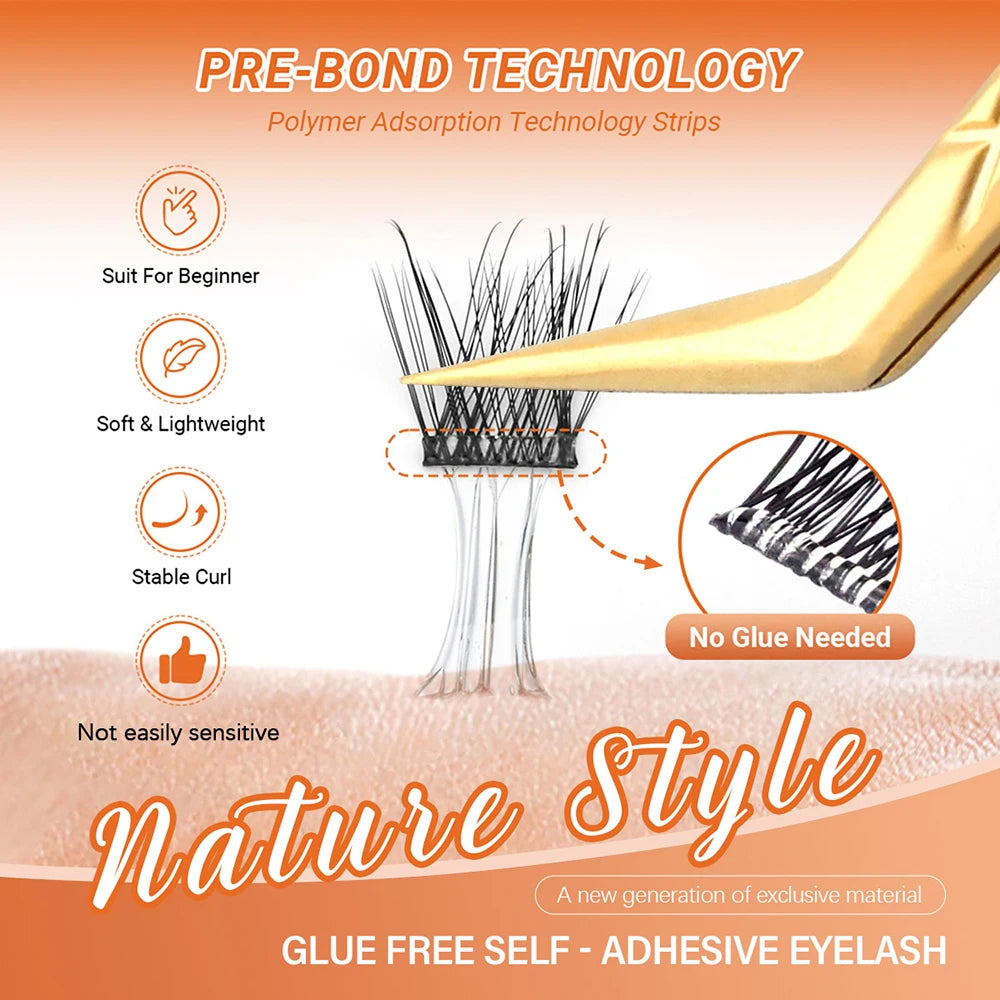 MASSCAKU Self Adhesive Cluster Lashes Glue-FreeEyelash Extension Individual Lashes