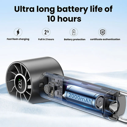 GAIATOP Portable Mini Fan, Handheld Fan with LED Display & Flashlight, 3 Speeds 2000mAh USB Rechargeable Battery Fan