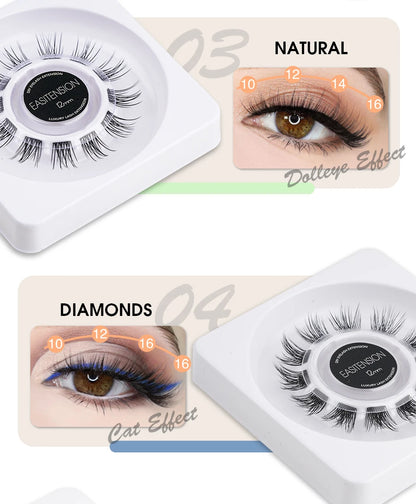 EASITENSION  9 Styles DIY Cluster Eyelash Extension Faux Mink  Natural Dovetail