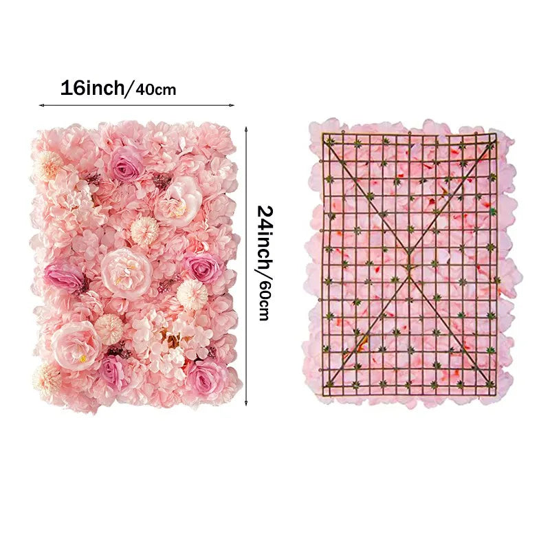 Pink Silk Rose Flower Wall Panels