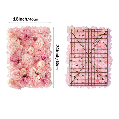 Pink Silk Rose Flower Wall Panels