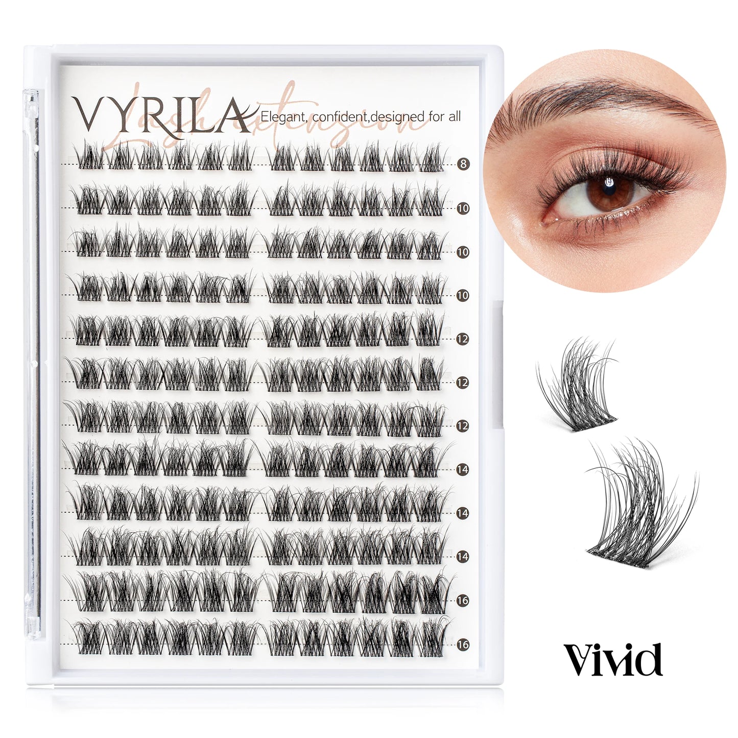 VYRILA 3D Wispy Individual Lashes Fluffy Natural 8-16mm D Curl