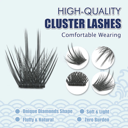 ETVITE DIY Cluster Lashes Fluffy Volume Eyelash Extension Natural Bundles Individual Lashes
