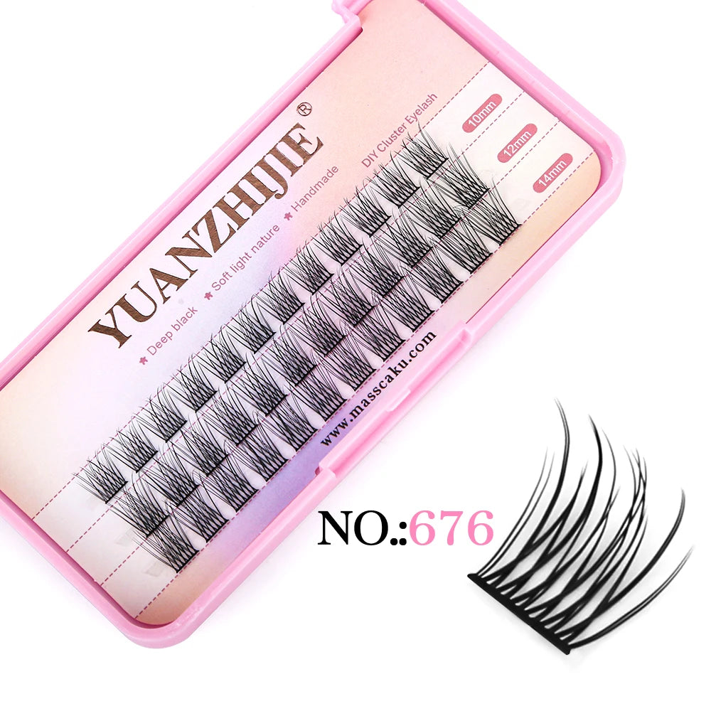 YUANZHIJIE Dramatic Eyelashes Bundles Soft Premium Mink Individual DIY Clusters Lashes