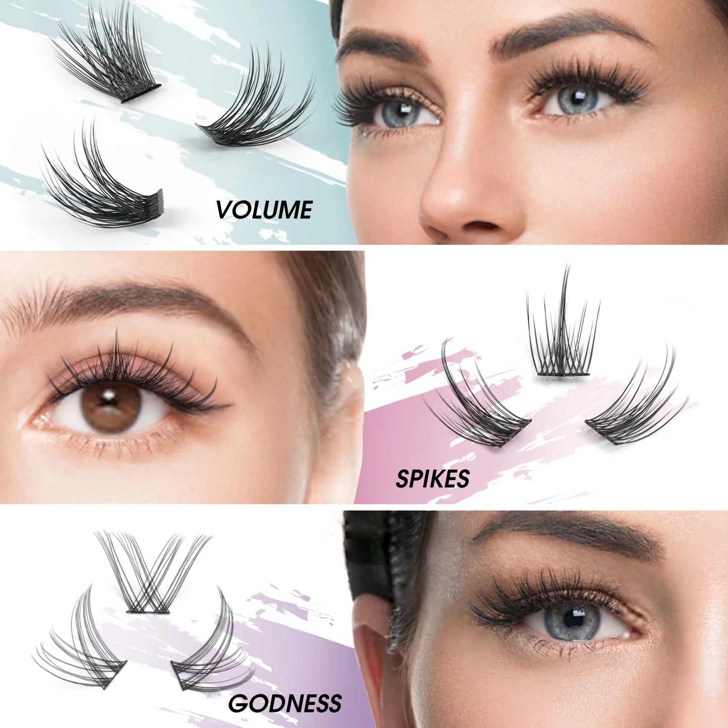 EASITENSION  9 Styles DIY Cluster Eyelash Extension Faux Mink  Natural Dovetail