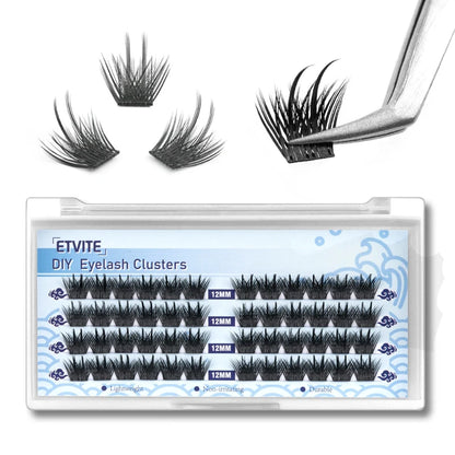 ETVITE DIY Cluster Lashes Fluffy Volume Eyelash Extension Natural Bundles Individual Lashes