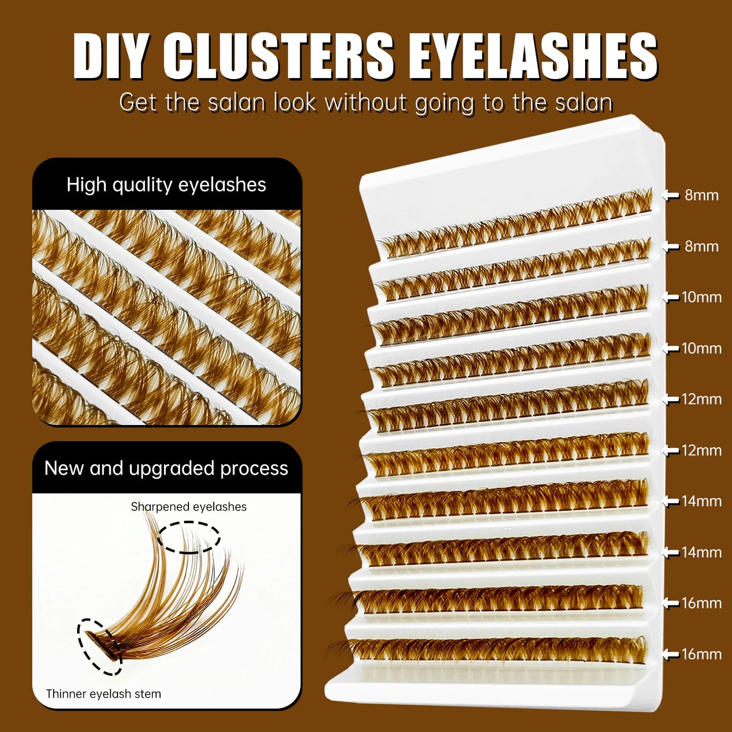 ABONNIE Dark Brown 40D 60D Diy Cluster Lashes Heat Bonded