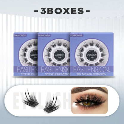 EASITENSION  9 Styles DIY Cluster Eyelash Extension Faux Mink  Natural Dovetail