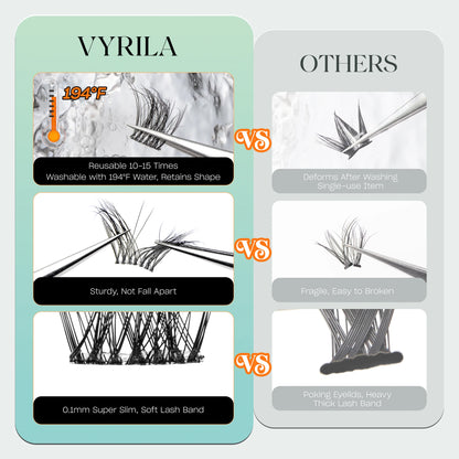 VYRILA 3D Wispy Individual Lashes Fluffy Natural 8-16mm D Curl