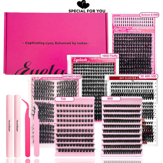 6 Boxes Lash Cluster Extensions 30D40D50D60D80D100D & Wide Stem Lashes