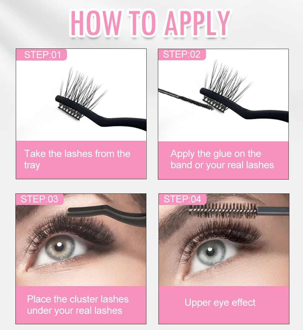 ETVITE DIY Cluster Lashes Fluffy Volume Eyelash Extension Natural Bundles Individual Lashes