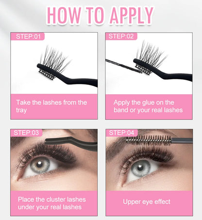 ETVITE DIY Cluster Lashes Fluffy Volume Eyelash Extension Natural Bundles Individual Lashes