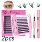 3D 190 PCS Cluster Lashes Kit DIY Lash Extension Set with Glue Accessories Eyelash Curler Lash Bond And Seal Makeup Tools