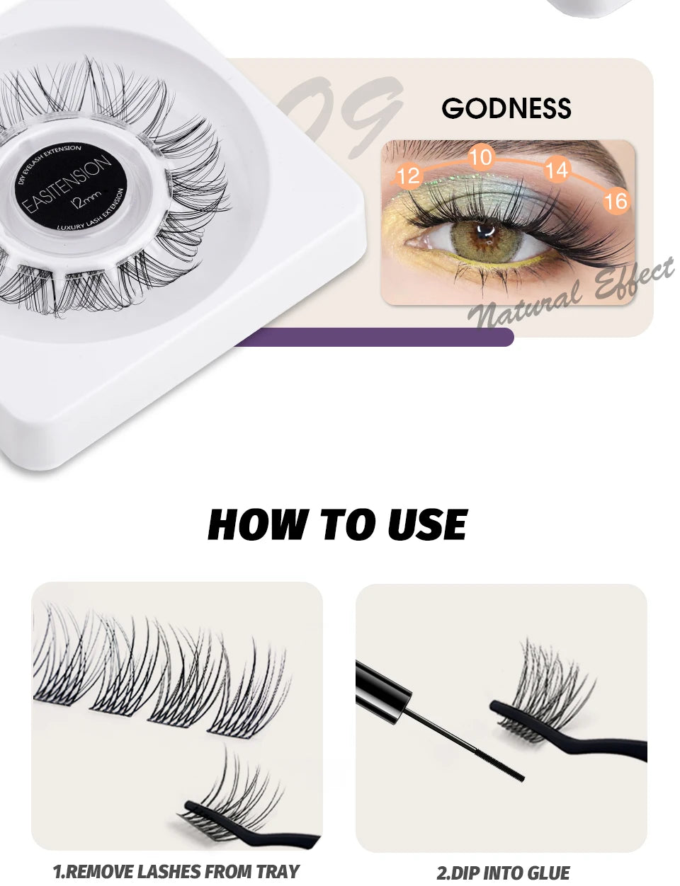 EASITENSION  9 Styles DIY Cluster Eyelash Extension Faux Mink  Natural Dovetail