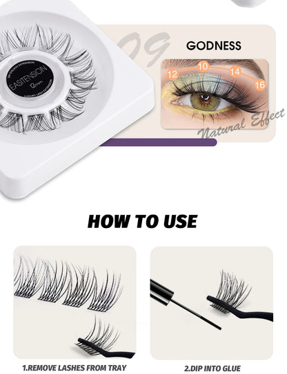EASITENSION  9 Styles DIY Cluster Eyelash Extension Faux Mink  Natural Dovetail