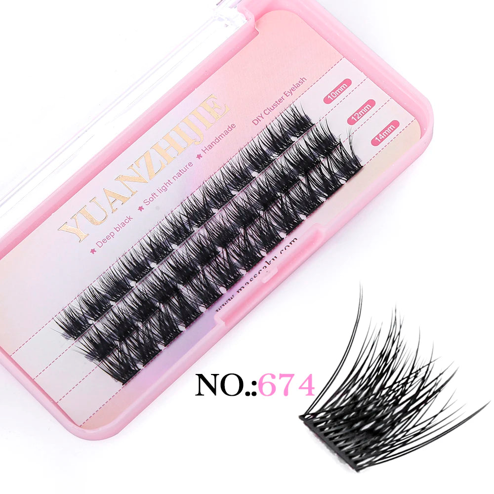 YUANZHIJIE Dramatic Eyelashes Bundles Soft Premium Mink Individual DIY Clusters Lashes