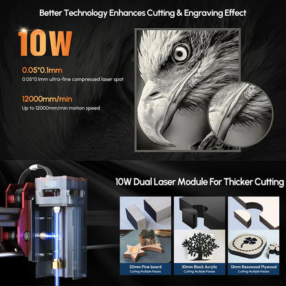 Algolaser DIY KIT 20W Powerful Laser Engraver Cutter Tools Metal Glass Wifi/PC Wood CNC Lase Engraving Cutting Machine Printer