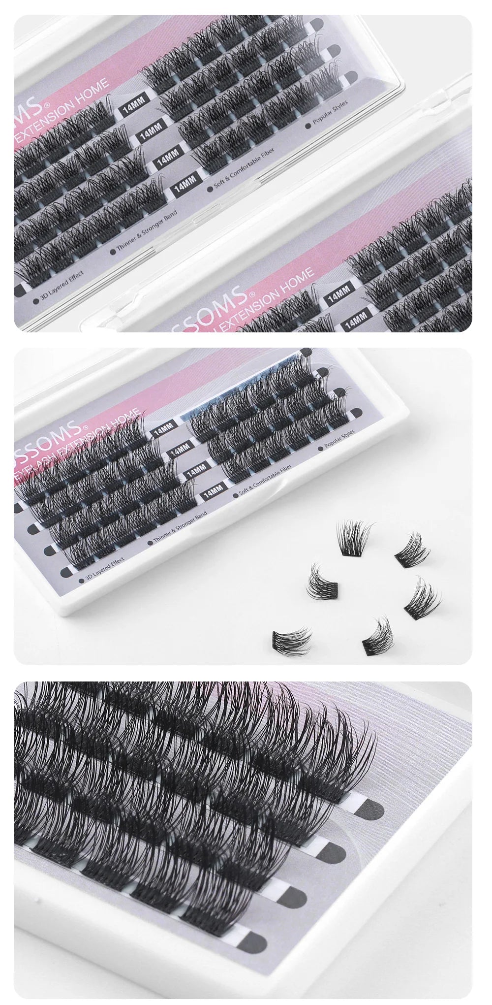 ETVITE DIY Cluster Lashes Fluffy Volume Eyelash Extension Natural Bundles Individual Lashes