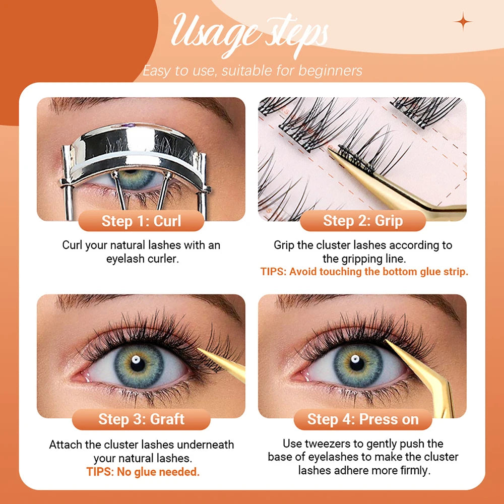 MASSCAKU DIY Self-Adhesive Cluster Lashes 5Rows/Box  Reusable