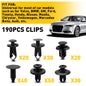 190 PCS Car Fastener Clip Kit Bumper Fender Rivet Clipsw