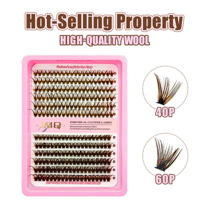 LAKANAKU Dark Brown Cluster Lashes 30D 50D 40D 60D D Curl Wispy Individual Lashes