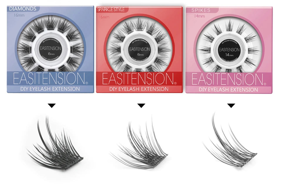 EASITENSION  9 Styles DIY Cluster Eyelash Extension Faux Mink  Natural Dovetail
