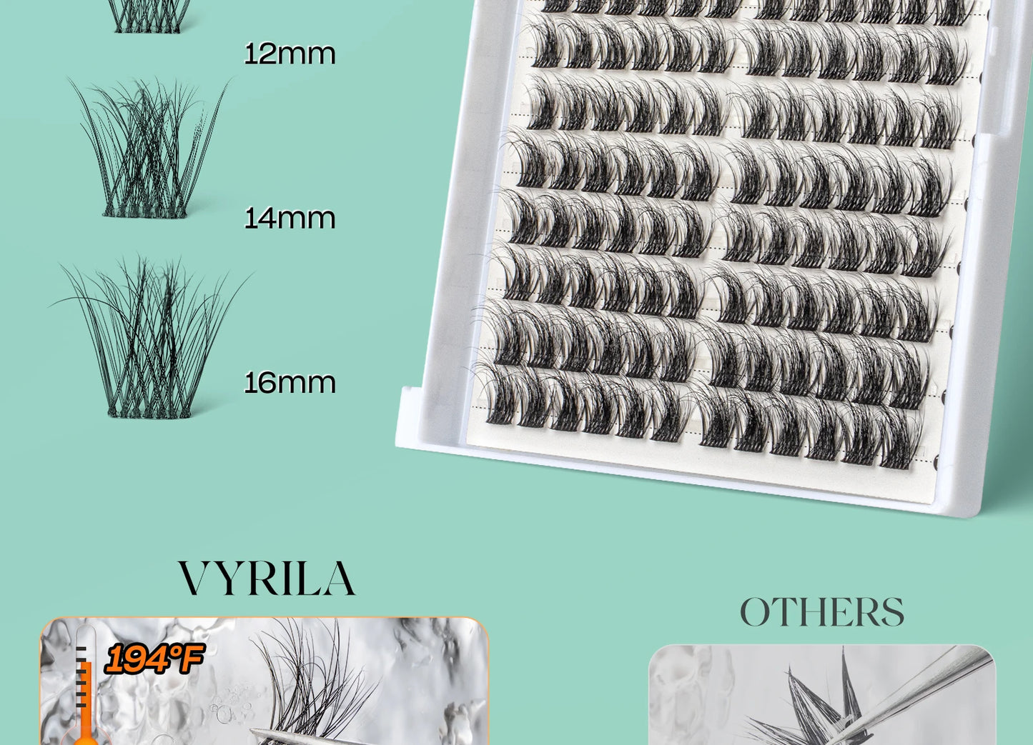 VYRILA 3D Wispy Individual Lashes Fluffy Natural 8-16mm D Curl