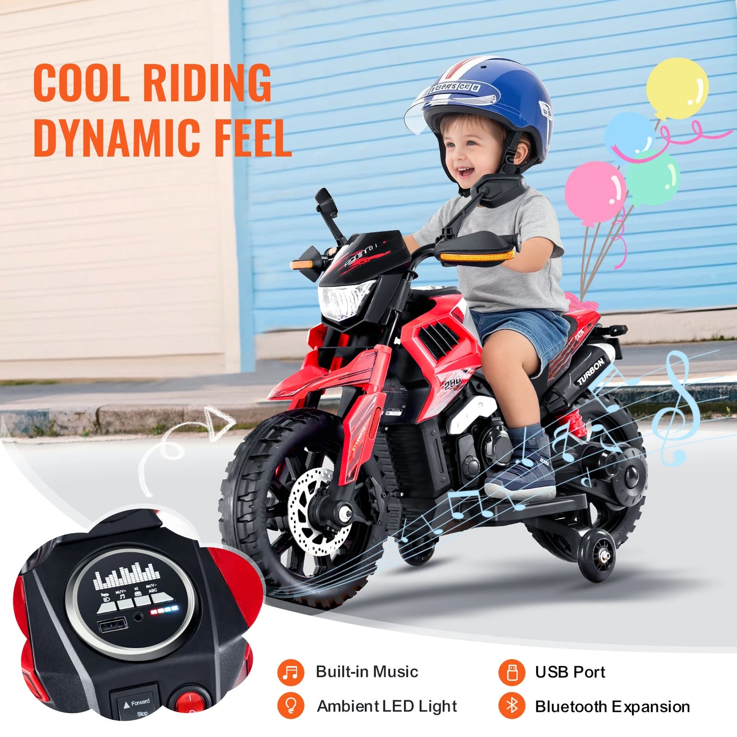 Motorcycle with Detachable Wheel Headlight Music Bluetooth for Boys Gifts