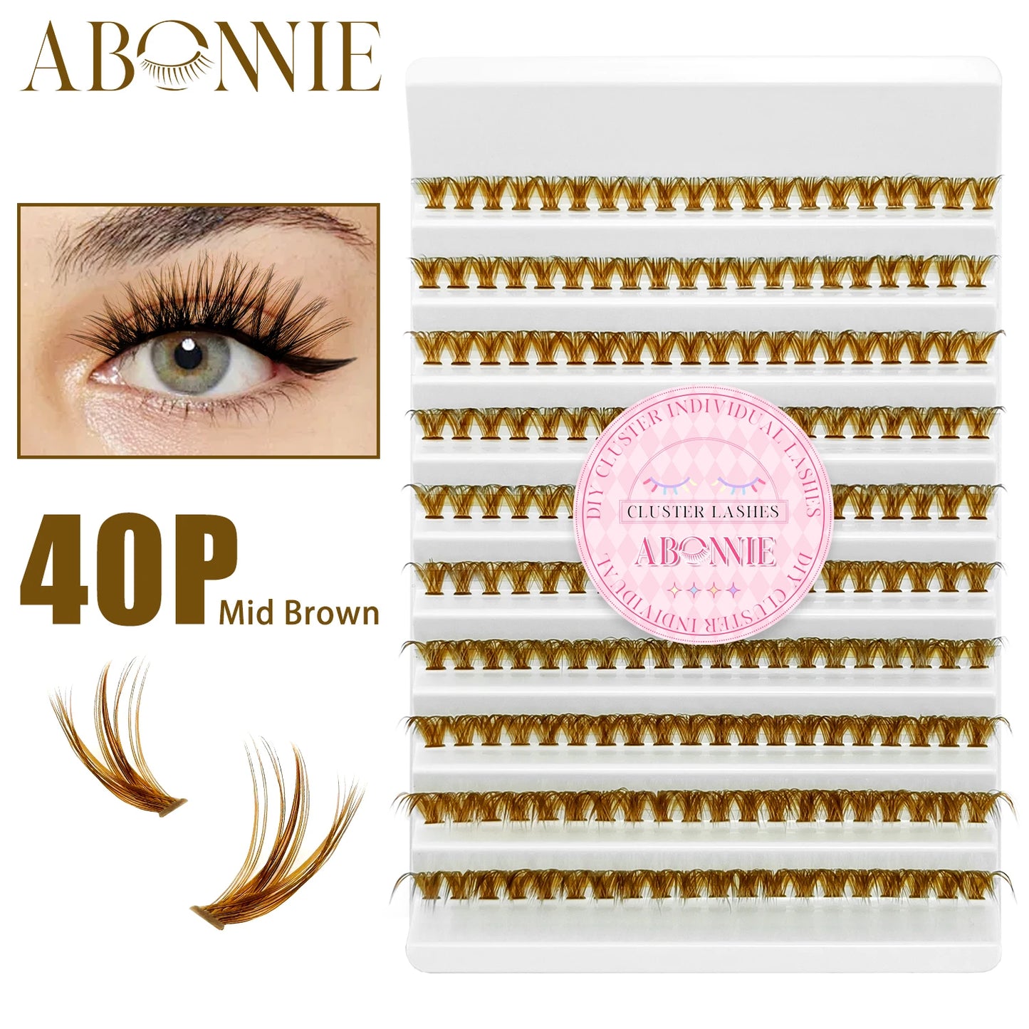 ABONNIE Dark Brown Diy Cluster Lashes 40D 60D D Curl Individual