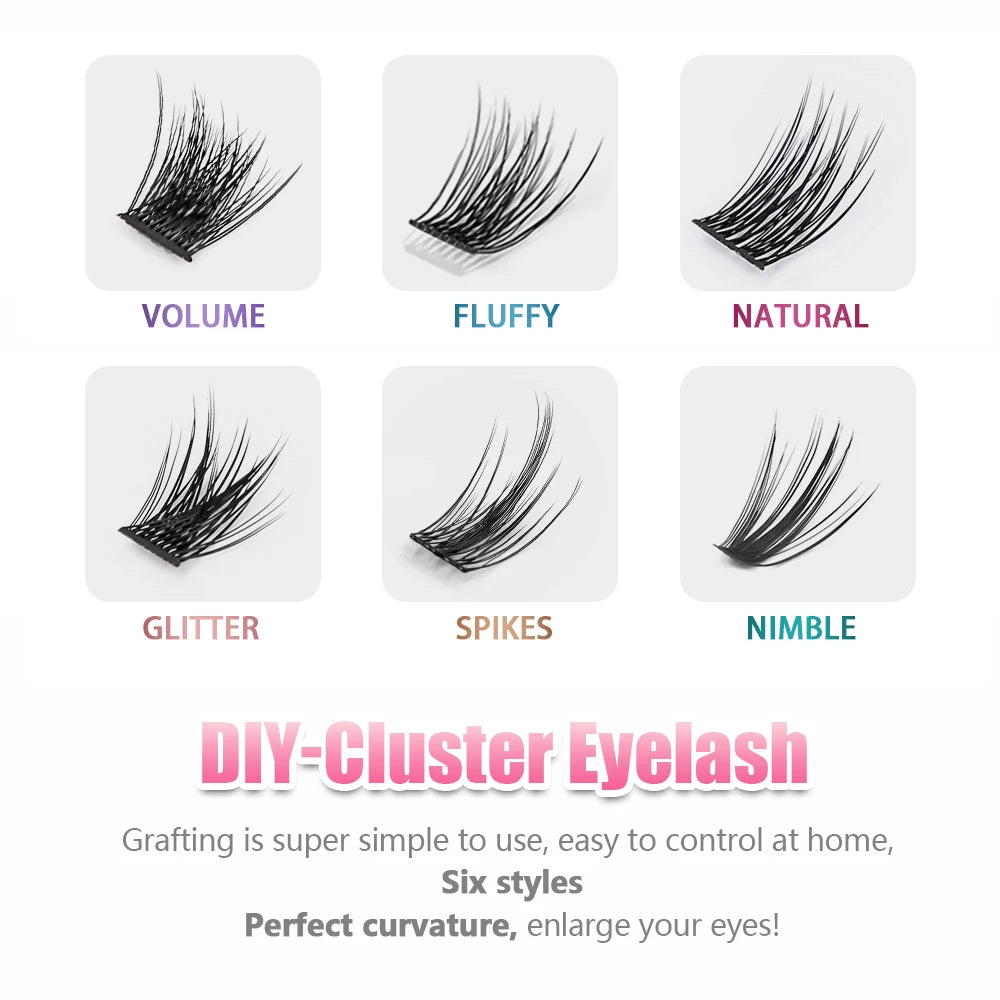 YUANZHIJIE Dramatic Eyelashes Bundles Soft Premium Mink Individual DIY Clusters Lashes