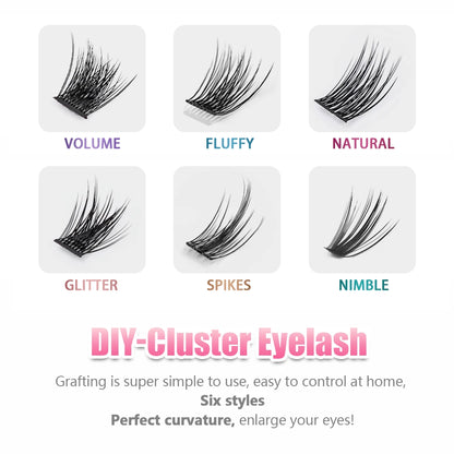 YUANZHIJIE Dramatic Eyelashes Bundles Soft Premium Mink Individual DIY Clusters Lashes