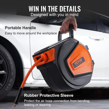 50FT Retractable Air Hose Reel Wall-Mounted