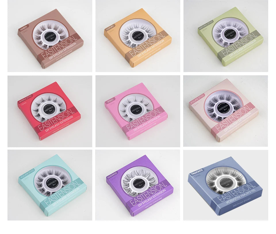 EASITENSION  9 Styles DIY Cluster Eyelash Extension Faux Mink  Natural Dovetail