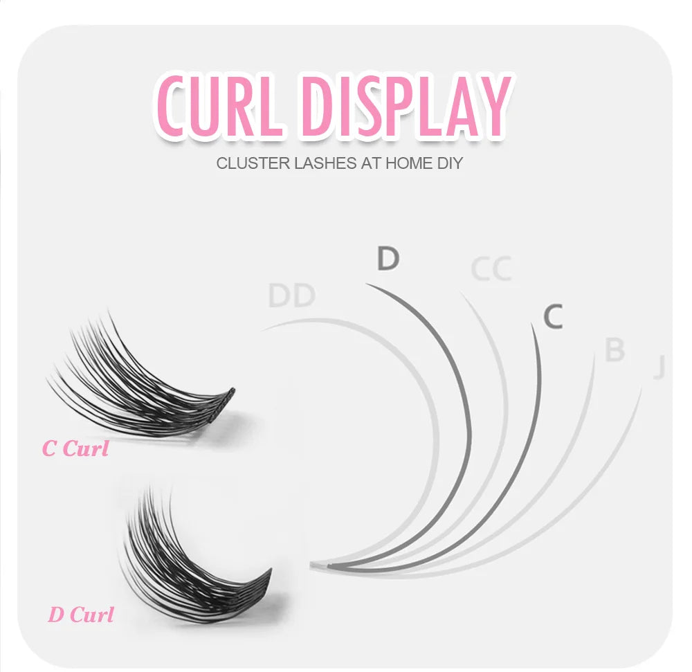 ETVITE DIY Cluster Lashes Fluffy Volume Eyelash Extension Natural Bundles Individual Lashes