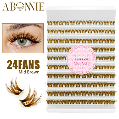 ABONNIE Dark Brown Diy Cluster Lashes 40D 60D D Curl Individual