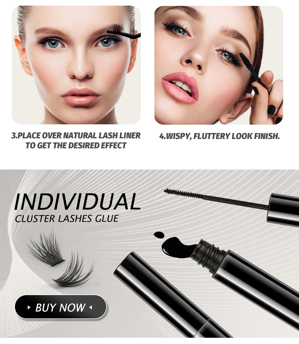 EASITENSION  9 Styles DIY Cluster Eyelash Extension Faux Mink  Natural Dovetail