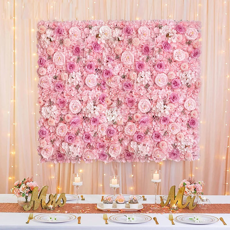 Pink Silk Rose Flower Wall Panels