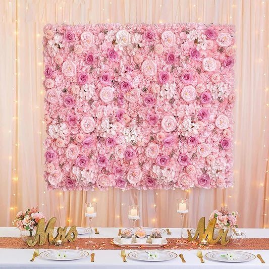 Pink Silk Rose Flower Wall Panels