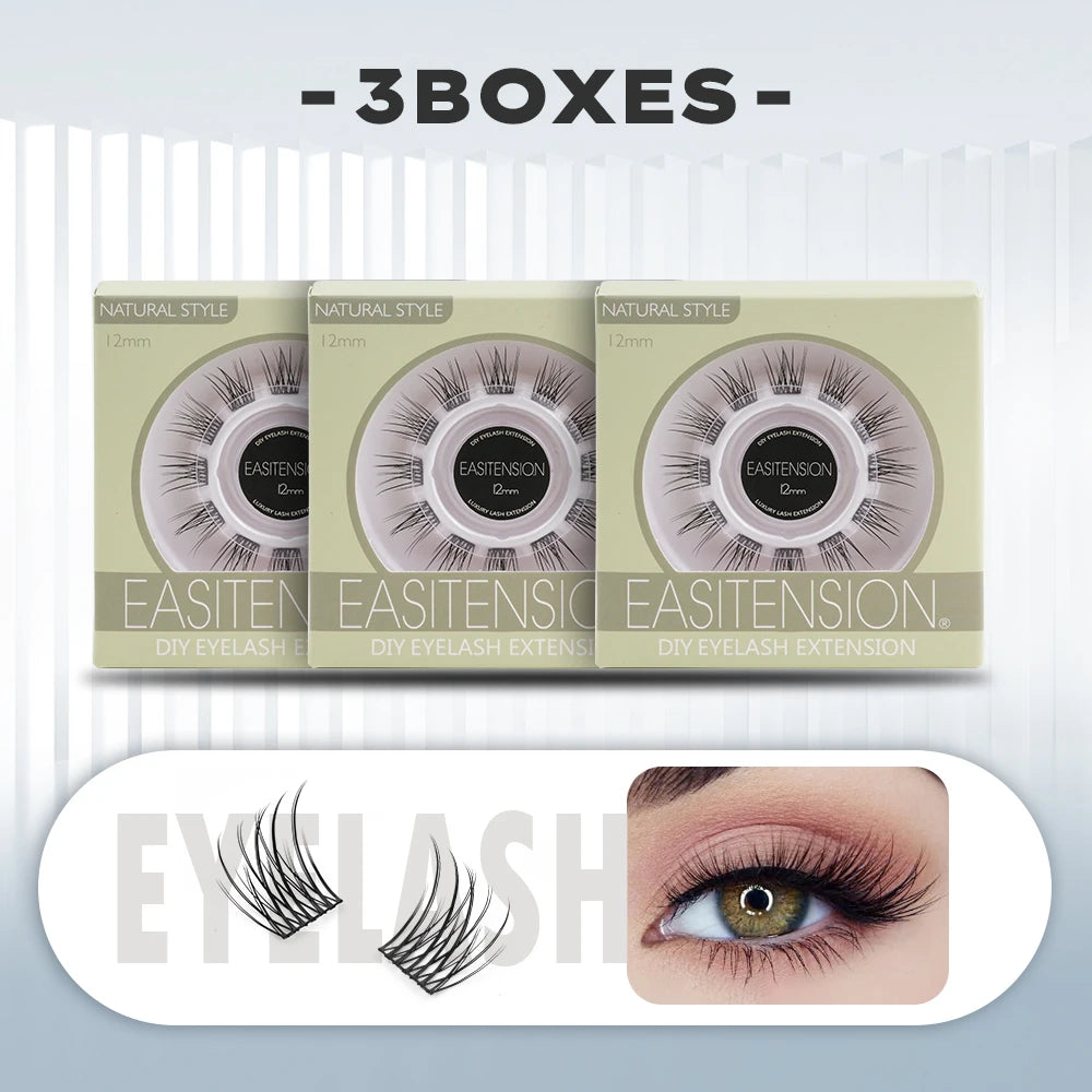 EASITENSION  9 Styles DIY Cluster Eyelash Extension Faux Mink  Natural Dovetail