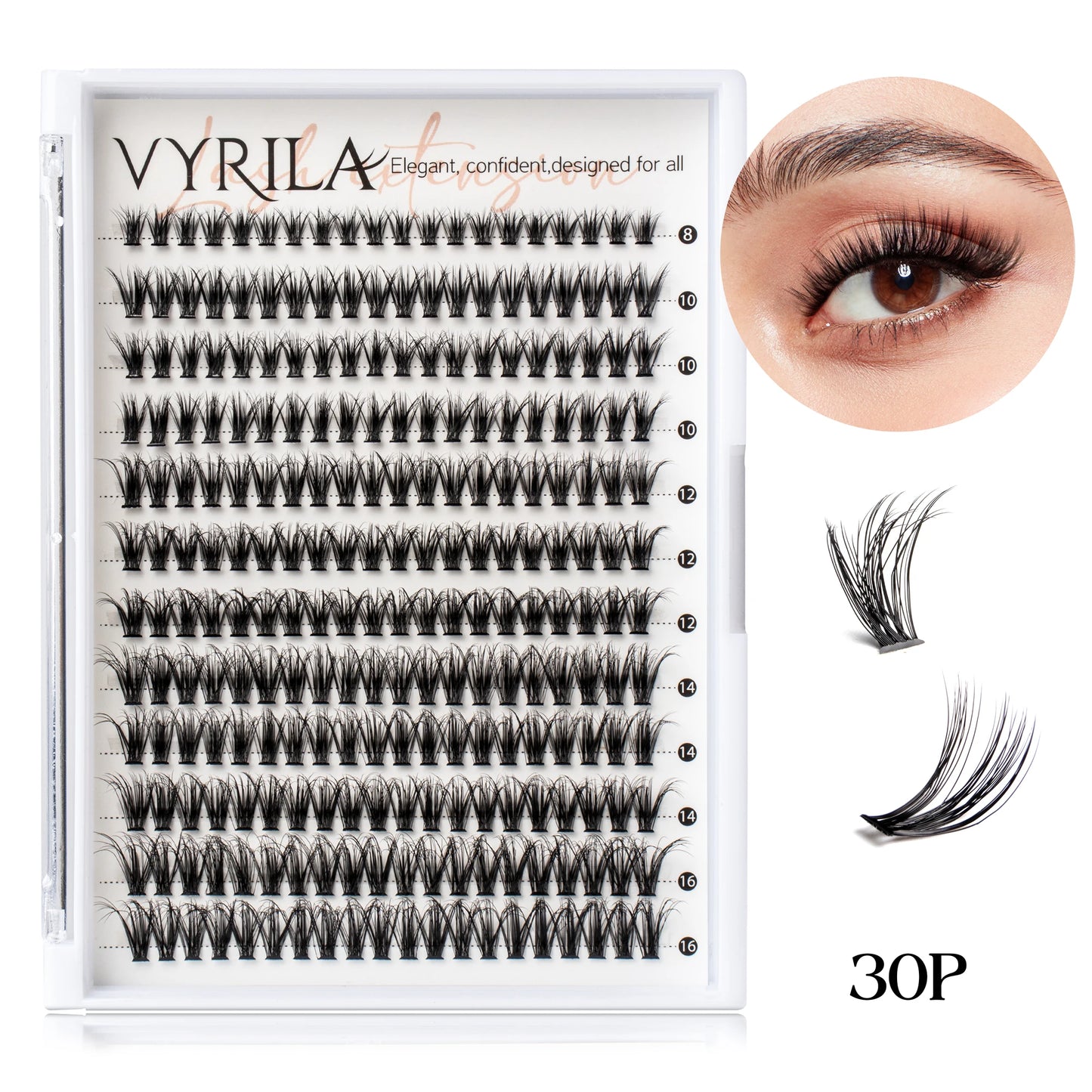VYRILA 3D Wispy Individual Lashes Fluffy Natural 8-16mm D Curl